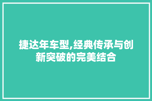 捷达年车型,经典传承与创新突破的完美结合