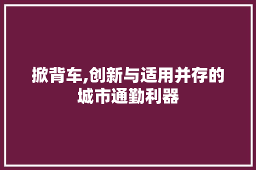 掀背车,创新与适用并存的城市通勤利器