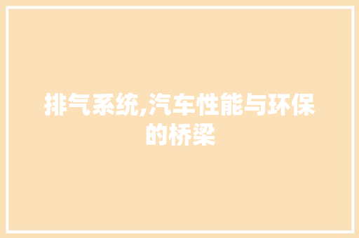 排气系统,汽车性能与环保的桥梁