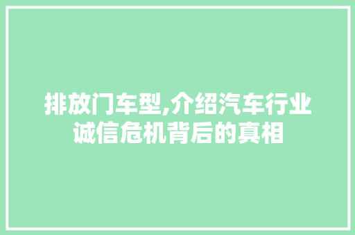 排放门车型,介绍汽车行业诚信危机背后的真相 车灯配件