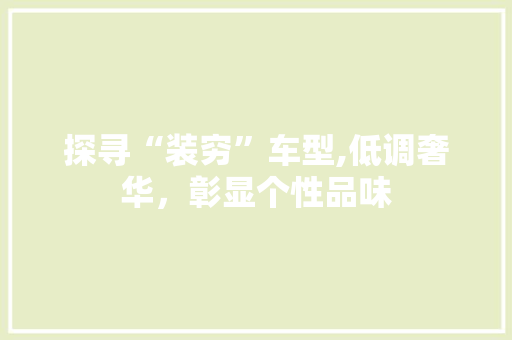 探寻“装穷”车型,低调奢华，彰显个性品味 变速箱配件