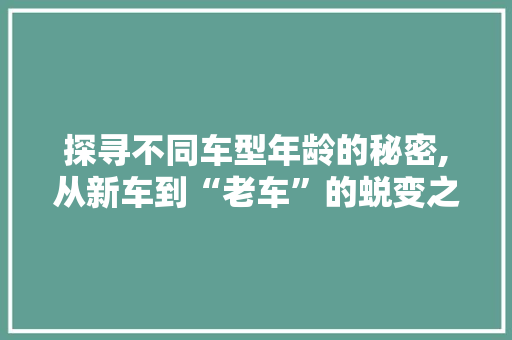 探寻不同车型年龄的秘密,从新车到“老车”的蜕变之旅