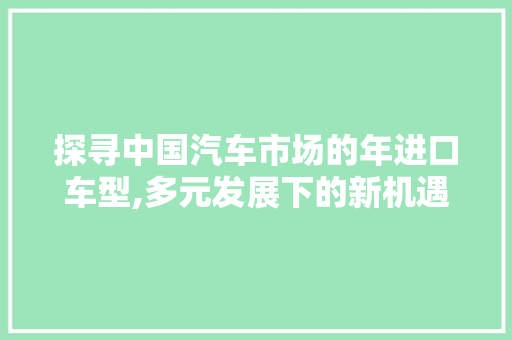 探寻中国汽车市场的年进口车型,多元发展下的新机遇