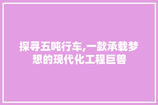 探寻五吨行车,一款承载梦想的现代化工程巨兽