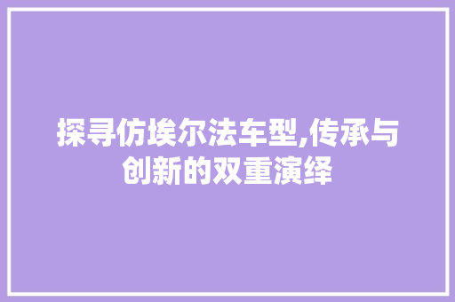 探寻仿埃尔法车型,传承与创新的双重演绎
