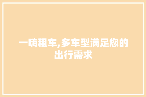 一嗨租车,多车型满足您的出行需求