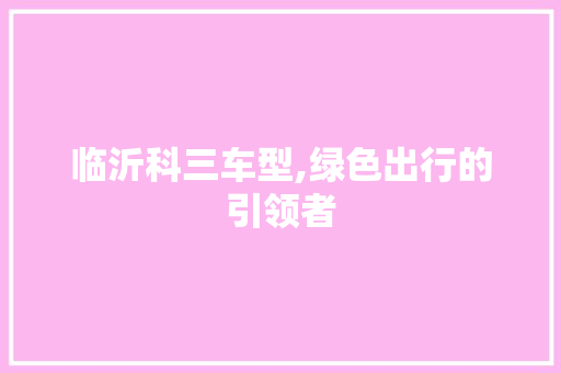 临沂科三车型,绿色出行的引领者