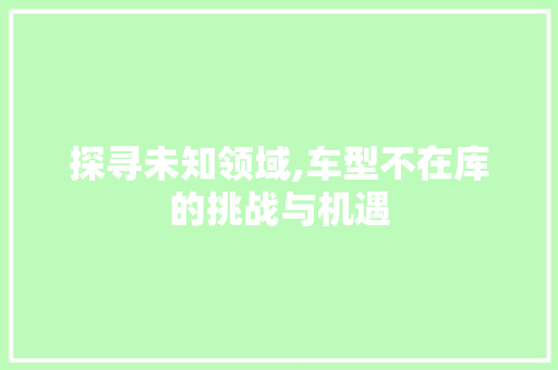 探寻未知领域,车型不在库的挑战与机遇 蓄电池配件