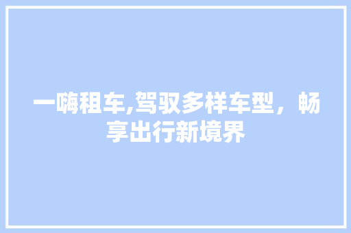 一嗨租车,驾驭多样车型，畅享出行新境界