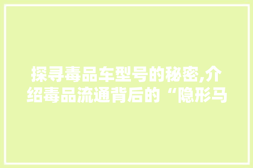 探寻毒品车型号的秘密,介绍毒品流通背后的“隐形马车”