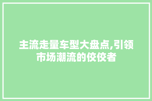 主流走量车型大盘点,引领市场潮流的佼佼者