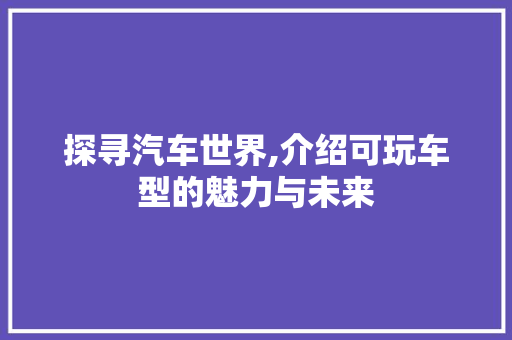 探寻汽车世界,介绍可玩车型的魅力与未来
