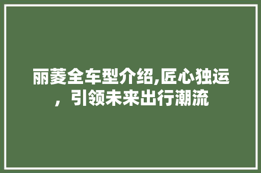 丽菱全车型介绍,匠心独运，引领未来出行潮流