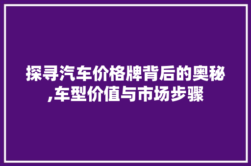 探寻汽车价格牌背后的奥秘,车型价值与市场步骤