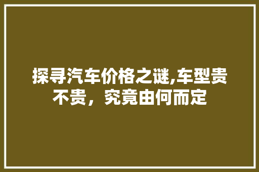 探寻汽车价格之谜,车型贵不贵，究竟由何而定