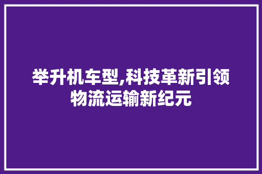举升机车型,科技革新引领物流运输新纪元