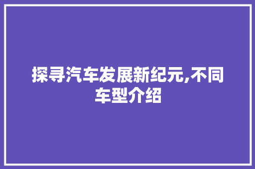 探寻汽车发展新纪元,不同车型介绍