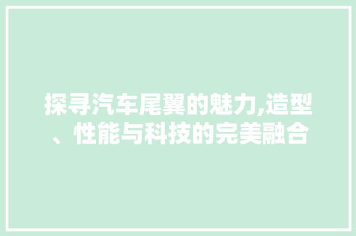 探寻汽车尾翼的魅力,造型、性能与科技的完美融合