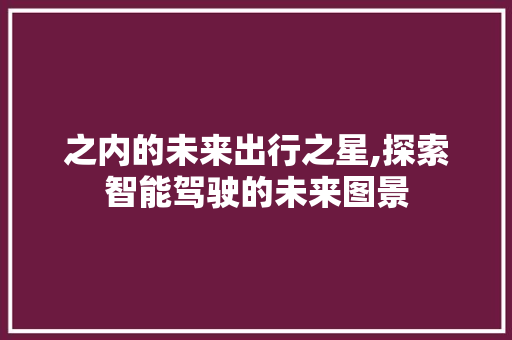之内的未来出行之星,探索智能驾驶的未来图景