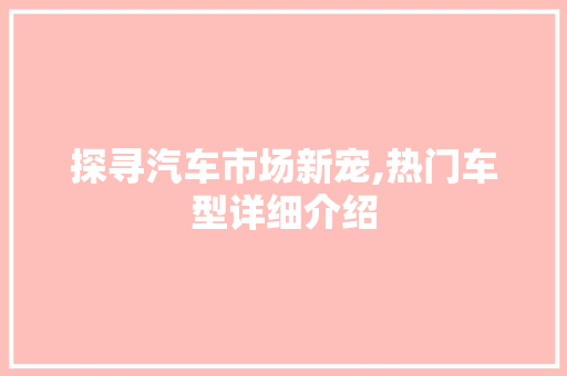 探寻汽车市场新宠,热门车型详细介绍 车灯配件
