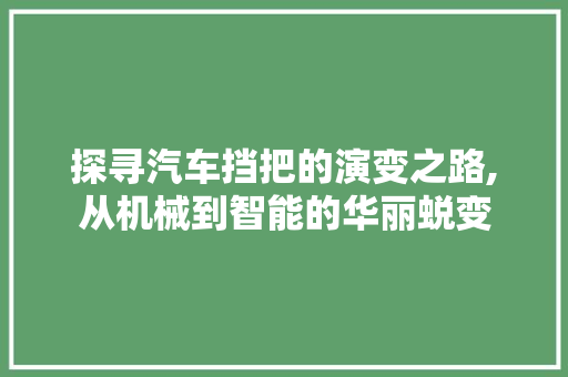 探寻汽车挡把的演变之路,从机械到智能的华丽蜕变