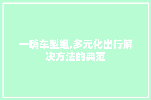 一嗨车型组,多元化出行解决方法的典范 车身配件