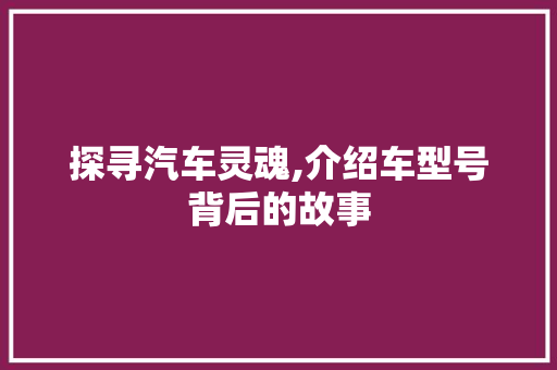 探寻汽车灵魂,介绍车型号背后的故事