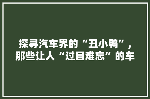 探寻汽车界的“丑小鸭”,那些让人“过目难忘”的车型