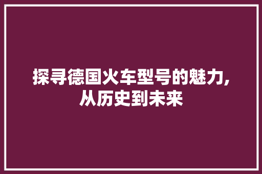 探寻德国火车型号的魅力,从历史到未来