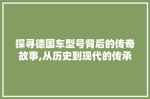 探寻德国车型号背后的传奇故事,从历史到现代的传承与创新 新能源汽车