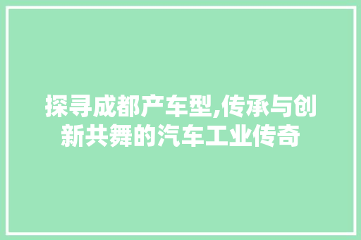 探寻成都产车型,传承与创新共舞的汽车工业传奇 蓄电池配件