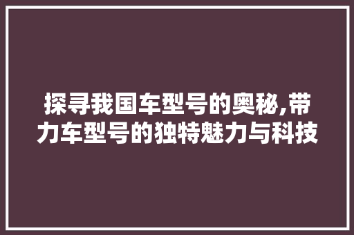 探寻我国车型号的奥秘,带力车型号的独特魅力与科技内涵