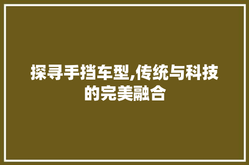 探寻手挡车型,传统与科技的完美融合