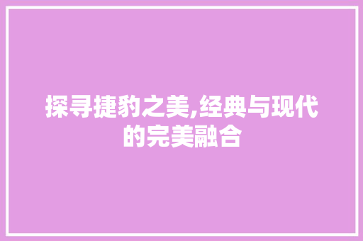 探寻捷豹之美,经典与现代的完美融合
