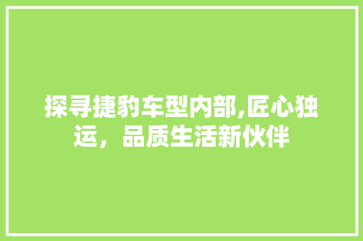 探寻捷豹车型内部,匠心独运，品质生活新伙伴