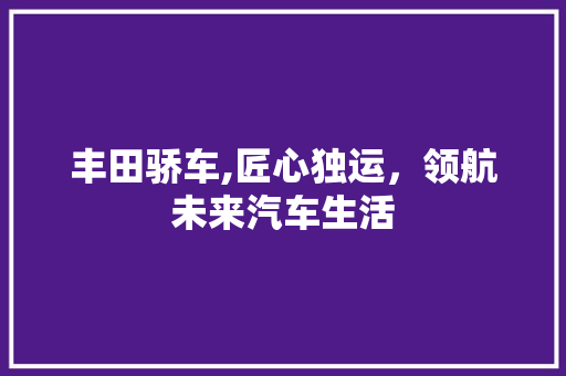 丰田骄车,匠心独运，领航未来汽车生活