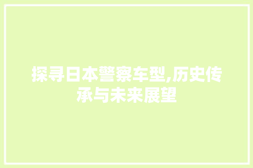 探寻日本警察车型,历史传承与未来展望