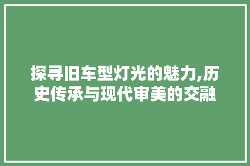 探寻旧车型灯光的魅力,历史传承与现代审美的交融