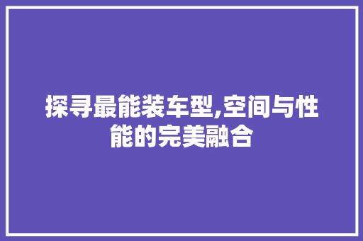探寻最能装车型,空间与性能的完美融合