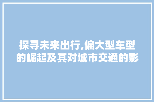 探寻未来出行,偏大型车型的崛起及其对城市交通的影响