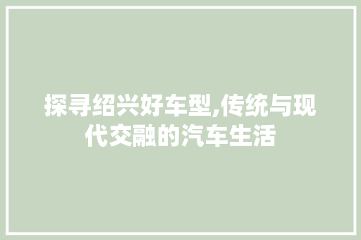 探寻绍兴好车型,传统与现代交融的汽车生活