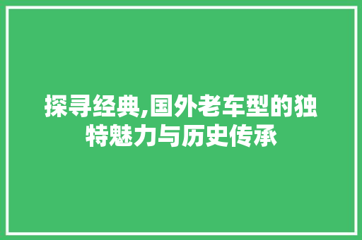 探寻经典,国外老车型的独特魅力与历史传承
