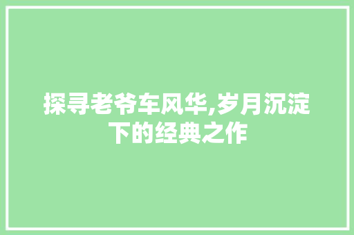 探寻老爷车风华,岁月沉淀下的经典之作