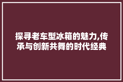 探寻老车型冰箱的魅力,传承与创新共舞的时代经典