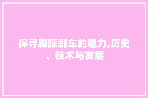 探寻脚踩刹车的魅力,历史、技术与发展