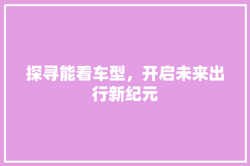 探寻能看车型，开启未来出行新纪元