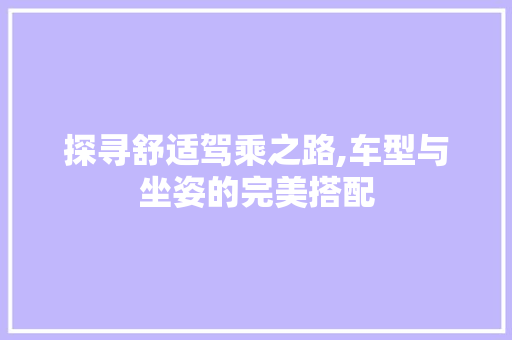 探寻舒适驾乘之路,车型与坐姿的完美搭配