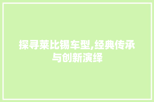 探寻莱比锡车型,经典传承与创新演绎 新款车型