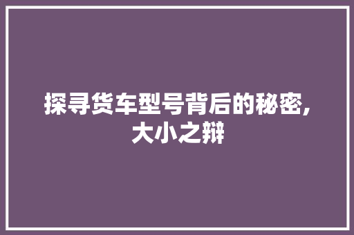 探寻货车型号背后的秘密,大小之辩 车身配件
