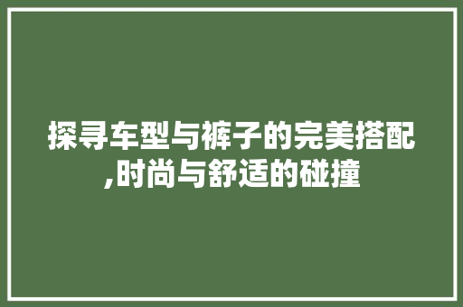 探寻车型与裤子的完美搭配,时尚与舒适的碰撞